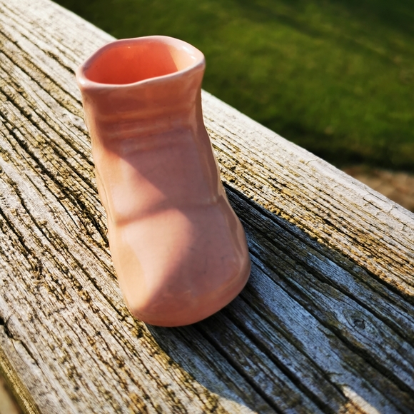 Vintage Porcelain Salmon Pink Baby Shoe Planter - Picture 7 of 14